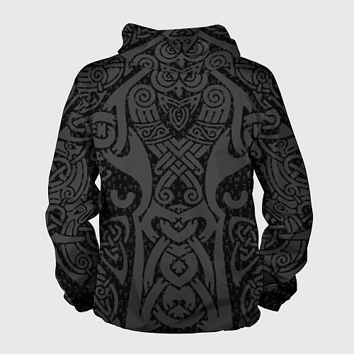 Мужская ветровка Медведь в виде древнего орнамента символов / 3D-Черный – фото 2