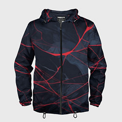 Мужская ветровка Мраморные узоры из переплетений красных линий
