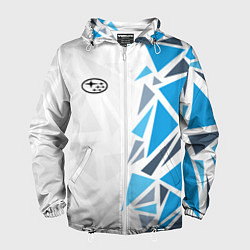 Ветровка с капюшоном мужская Субару - фрагменты, цвет: 3D-белый