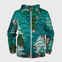 Мужская ветровка Ежи в еловом лесу