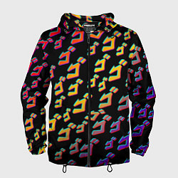 Ветровка с капюшоном мужская JoJo bizarre adventure - glitch, цвет: 3D-черный