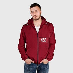 Ветровка с капюшоном мужская Игрок 456 Красная униформа, цвет: 3D-черный — фото 2