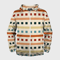 Мужская ветровка Пиксели и полосы орнамент осенний рябиновый