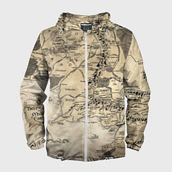 Ветровка с капюшоном мужская Властелин колец карта, цвет: 3D-белый