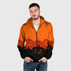 Ветровка с капюшоном мужская Хэллоуин счастливые тыквы, цвет: 3D-черный — фото 2