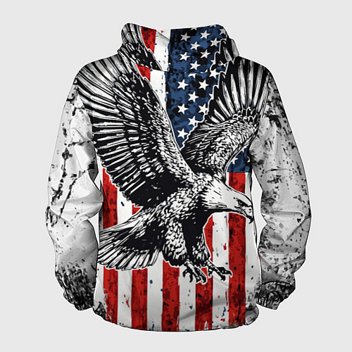 Мужская ветровка Орел на фоне американского флага USA / 3D-Черный – фото 2