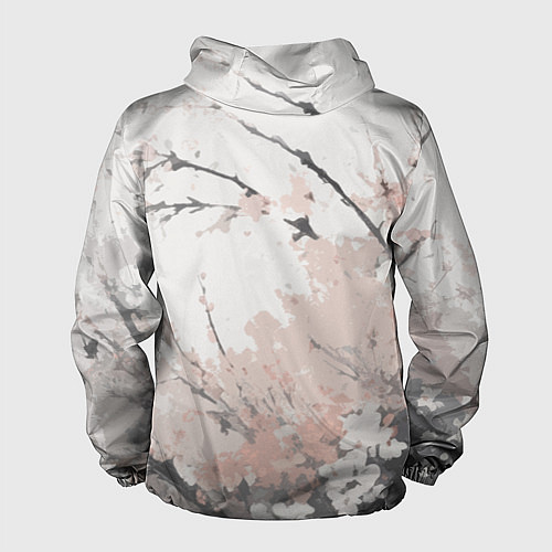 Мужская ветровка Цветущее дерево абстракция / 3D-Белый – фото 2