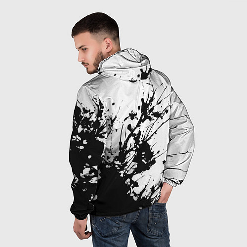 Мужская ветровка Чёрная взрывная краска на белом / 3D-Черный – фото 4