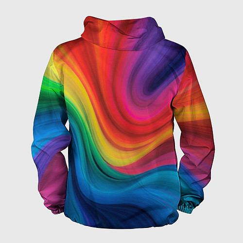 Мужская ветровка Смесь ярких красок волнистыми линиями / 3D-Белый – фото 2