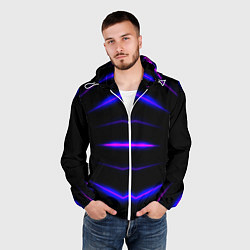 Ветровка с капюшоном мужская Color black neon, цвет: 3D-белый — фото 2