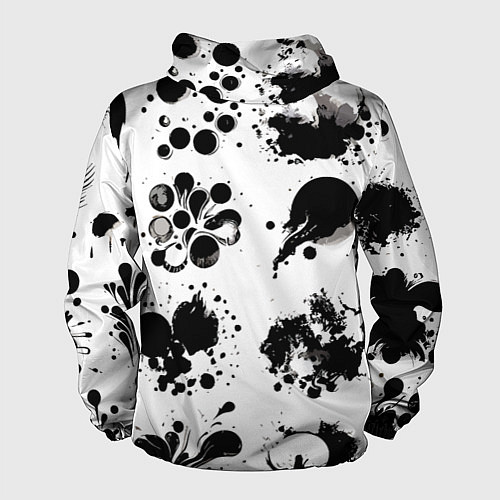 Мужская ветровка Чёрно-белые кляксы - абстракция / 3D-Белый – фото 2