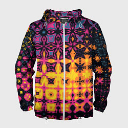 Ветровка с капюшоном мужская Фиолетово-желтая метаморфоза, цвет: 3D-белый