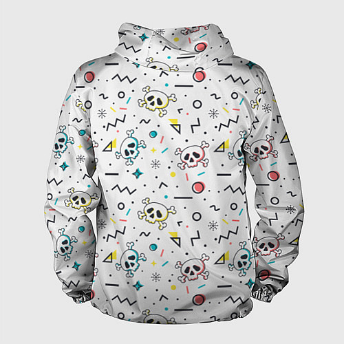 Мужская ветровка Паттерн с черепами и геометрическими фигурами на Х / 3D-Белый – фото 2