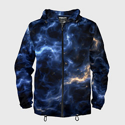 Ветровка с капюшоном мужская Космическая дымка со свечением чёрно-синий, цвет: 3D-черный