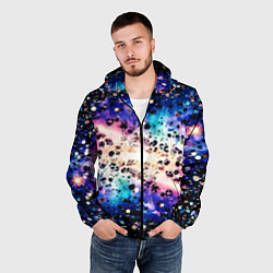 Ветровка с капюшоном мужская Стилизованная космическая абстракция, цвет: 3D-черный — фото 2