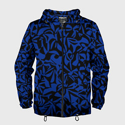 Ветровка с капюшоном мужская Чёрно-синий паттерн абстрактный, цвет: 3D-черный