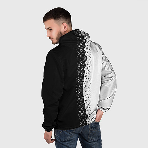 Мужская ветровка Лучше вода у друга черно-белый узор / 3D-Черный – фото 4