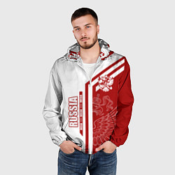 Ветровка с капюшоном мужская Россия, цвет: 3D-белый — фото 2