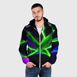 Ветровка с капюшоном мужская Green glow, цвет: 3D-белый — фото 2