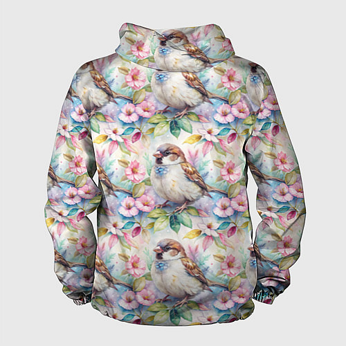 Мужская ветровка Воробей в ярких цветах паттерн / 3D-Белый – фото 2