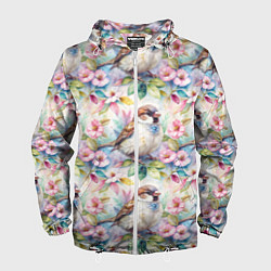 Мужская ветровка Воробей в ярких цветах паттерн