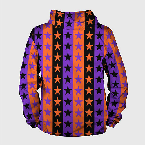Мужская ветровка Звёзды Хэллоуина паттерн полосатый / 3D-Белый – фото 2