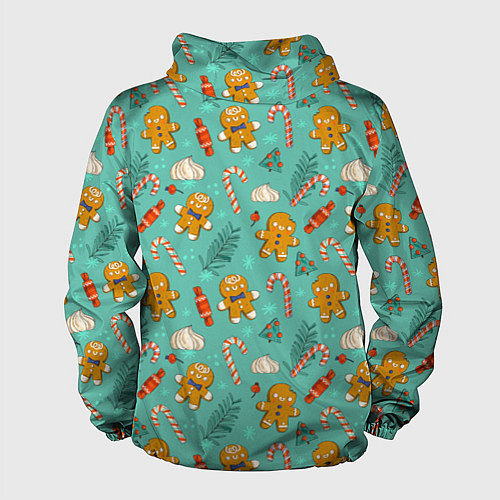 Мужская ветровка Новогодний паттерн печенье с конфетами / 3D-Белый – фото 2