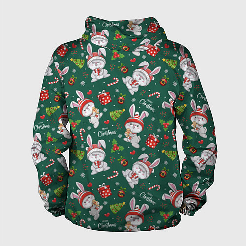 Мужская ветровка Новогодние зайчики / 3D-Белый – фото 2