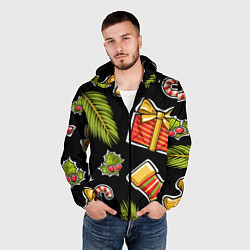 Ветровка с капюшоном мужская Рождественский вайб, цвет: 3D-черный — фото 2