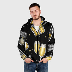 Ветровка с капюшоном мужская Новогодний вайб, цвет: 3D-черный — фото 2