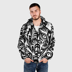 Ветровка с капюшоном мужская Lightnings and faces - ai art fantasy, цвет: 3D-черный — фото 2