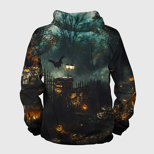 Мужская ветровка Ночь тыкв и теней / 3D-Белый – фото 2