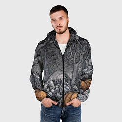 Ветровка с капюшоном мужская Осенние шалости духов, цвет: 3D-черный — фото 2