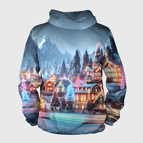 Мужская ветровка Городок в новогодних огоньках / 3D-Белый – фото 2