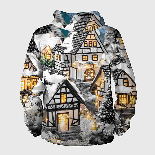 Мужская ветровка Объемные новогодние дома / 3D-Белый – фото 2