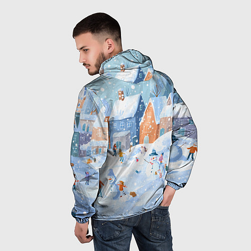 Мужская ветровка Предновогодний день во дворе / 3D-Черный – фото 4