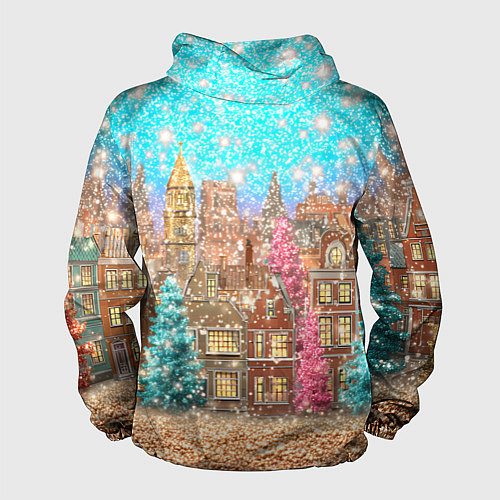 Мужская ветровка Новогодний город в блестках / 3D-Белый – фото 2