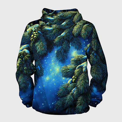 Мужская ветровка Новогодние ветки елки / 3D-Белый – фото 2