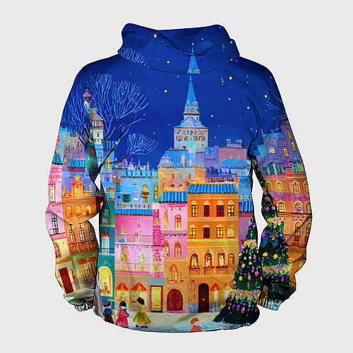 Мужская ветровка Разноцветные новогодние домики / 3D-Белый – фото 2