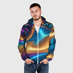 Ветровка с капюшоном мужская Сплавы разноцветные, цвет: 3D-белый — фото 2
