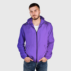 Ветровка с капюшоном мужская Color purple gradient, цвет: 3D-черный — фото 2