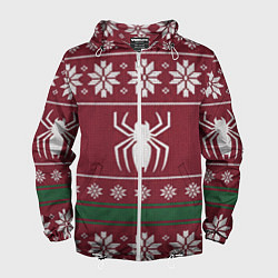 Ветровка с капюшоном мужская Рождественский свитер Человека паука, цвет: 3D-белый