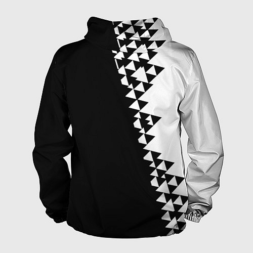 Мужская ветровка Juventus черно белая геометрия текстура / 3D-Белый – фото 2