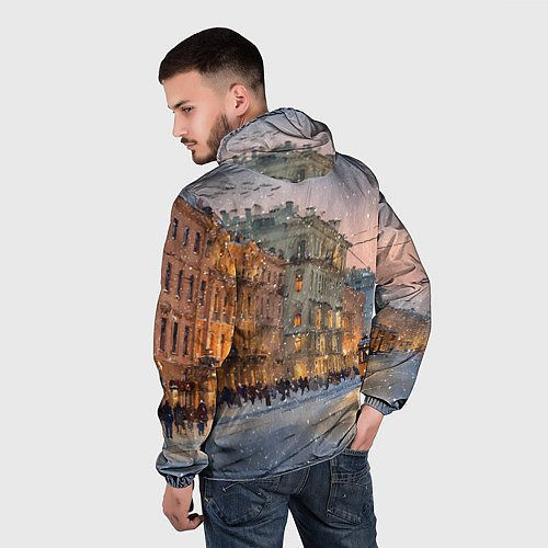 Мужская ветровка Зимний Санкт-Петербург / 3D-Черный – фото 4