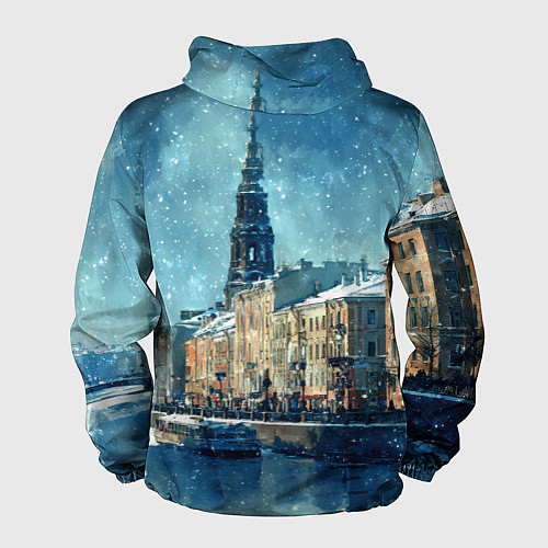 Мужская ветровка Снегопад в Санкт-Петербурге / 3D-Белый – фото 2