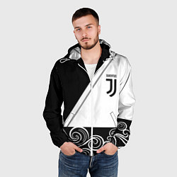 Ветровка с капюшоном мужская Ювентус геометрия полосы текстура, цвет: 3D-белый — фото 2