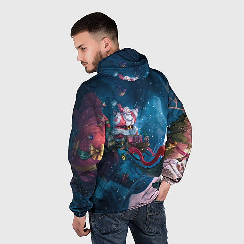 Мужская ветровка Санта с динозавром / 3D-Черный – фото 4