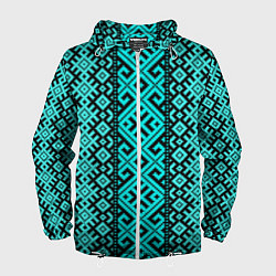Ветровка с капюшоном мужская Орнамент славянский, цвет: 3D-белый