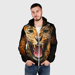 Ветровка с капюшоном мужская Рык леопарда, цвет: 3D-белый — фото 2