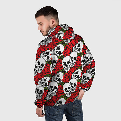 Мужская ветровка Черепа в розах / 3D-Черный – фото 4
